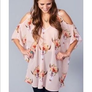 Show Me Your Mumu Bull Print Peek a Boo blouse